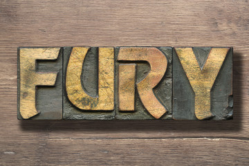 fury word on wood