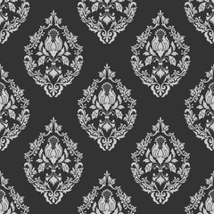 Vector damask seamless pattern background. Classical luxury old fashioned damask ornament, royal victorian seamless texture for wallpapers, textile, wrapping. Exquisite floral baroque template.