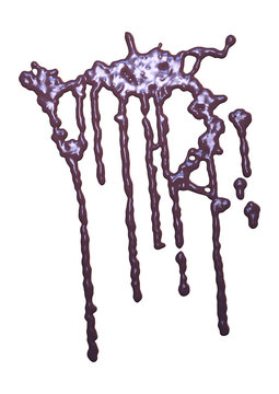 3D Rendering Abstract Chocolate Drip on White