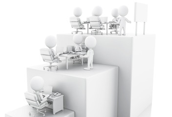 3d illustration. Business people working on growth bar graph