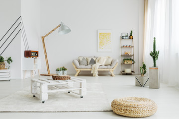 Table on wheels in living room