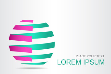 Logo stylized spherical surface with abstract shapes