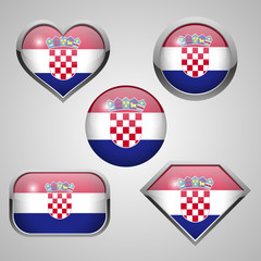 Croatia flag icons. vector illustration