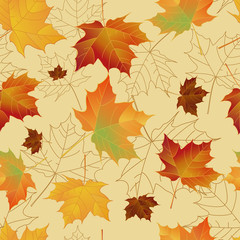 Obraz premium Seamless pattern with autumn maple leaves. 