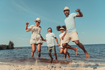 family on beach