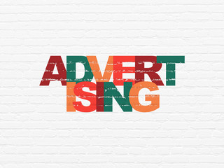 Advertising concept: Advertising on wall background