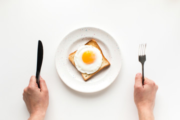 breakfast with fried egg on toast