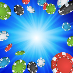 Online Casino Winner Background. Explosion Poker Chips Illustration. Cash Winning Prize Money Concept Illustration