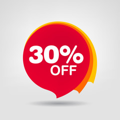 30% OFF Discount Sticker. Sale Red Tag Isolated Vector Illustration. Discount Offer Price Label, Vector Price Discount Symbol.