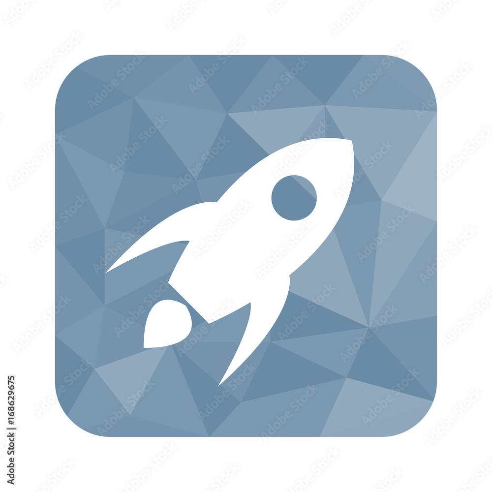 Sticker low poly button - fliegende rakete