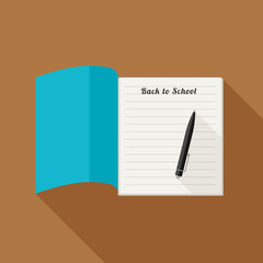 School notebook with pencil