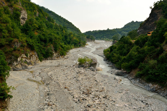 View over Girdimanchay river near Lahic, Azerbaijan in summer.