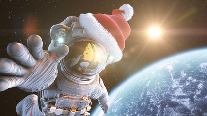 Fototapeta na wymiar Santa in space, 3d render