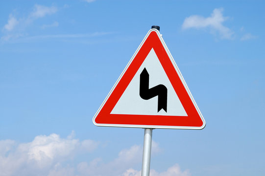 warnschild achtung kurve, gefahr, gef&auml;hrlich