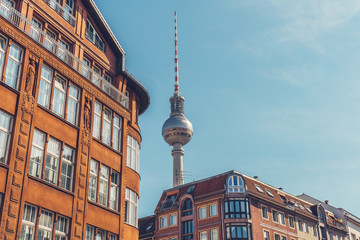 fernsehturm at berlin with apartment houses