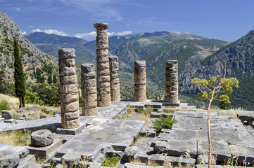 Ruins of the Temple of Apollo in Delphi.