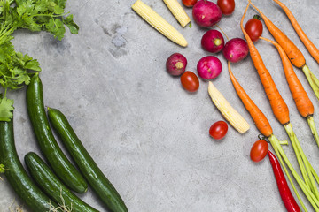 Vegetable and vegetable top view