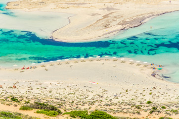 Paradise beach balos at beautiful bay and coast - View over Balos Lagoon, island on Crete, Greece