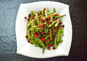 Long bean stir fried with chilli, Spicy Chinese food
