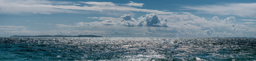 The ocean and island Hjelm from Sletterhage beach in Jutland, Denmark