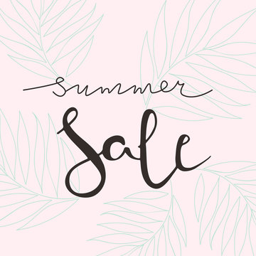 Summer sale vector lettering illustration for banners. Summer sale calligraphy background. Summer sale typography poster. Good for banners, covers, card, web and other design