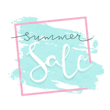 Summer sale vector lettering illustration for banners. Summer sale calligraphy background. Summer sale typography poster. Good for banners, covers, card, web and other design