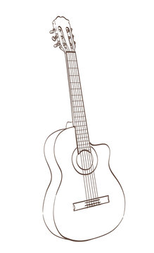 classical cutaway guitar outlines drawing. vector illustration