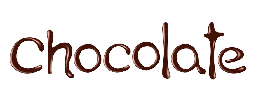 Chocolate word chocolate, realistic vector illustration