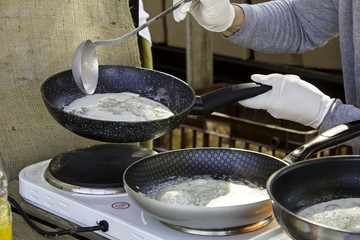Restaurant cooking crepes