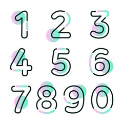 (Element) set of ten numbers form zero to nine, number flat design