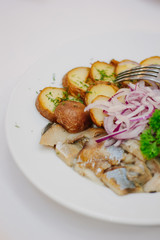 Catering food at table at catering buffet