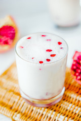 Indian dessert - lassi with pomegranate