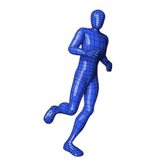 Wireframe human figure running or jogging