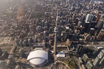 Schilderijen op glas Aerial View of Toronto CN Tower and Rogers Centre © Facto Photo