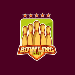 Vector label of bowling club