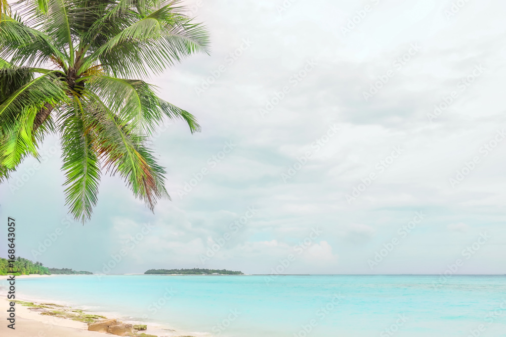 Canvas Prints view of beautiful tropical beach at sea resort