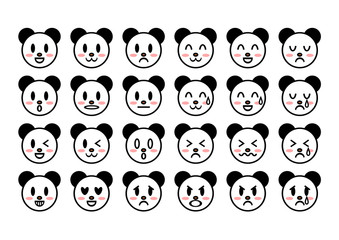 パンダの表情アイコンイラストセット