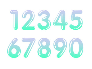 (Element) set of ten numbers form zero to nine, number flat design
