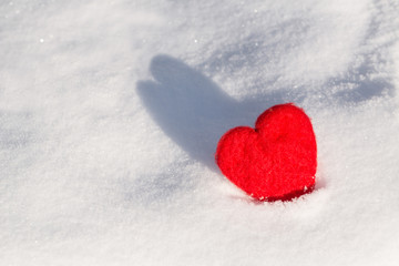 Valentines Day Love Heart In Snow With Shadow