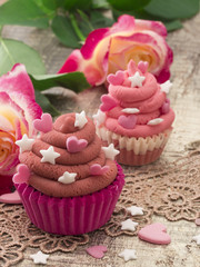 Fototapeta na wymiar tasteful cupcakes, beautiful decorated