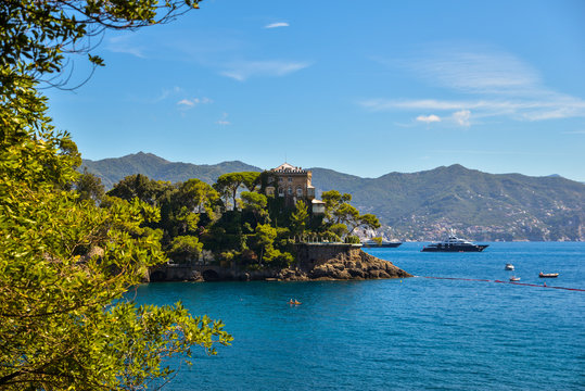 Beautiful scenery of Italian coast, by Ligurian Sea