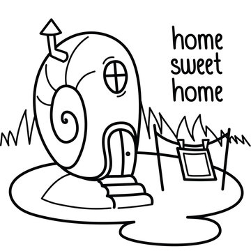 Vector drawing of a snail shell sweet home