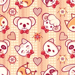Foto op Plexiglas Cute pets. Seamless pattern. Colorful background with characters. © Zoya Miller