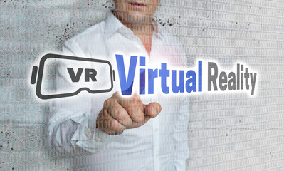 Virtual Reality mit Matrix und Businessman Konzept