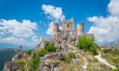Rocca Calascio, mountaintop fortress or rocca in the Province of L'Aquila in Abruzzo, Italy