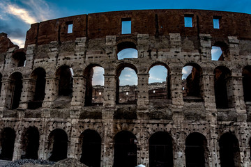Italian architecture of Rome. Atmospheric city. The legendary Colosseum. blood and Sand