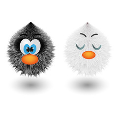 Funny cartoon colorful shaggy balls with eyes fluffy round fur characters vector illustration