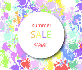 summer sale badge at the watercolour background