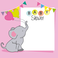 baby shower girl. Cute Elephant. space for text