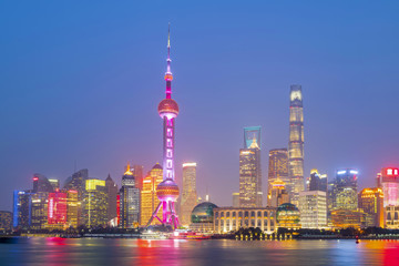 Obraz premium Architektoniczna sceneria i panorama Szanghaju
